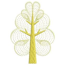 Rippled tree design featuring a slender trunk and swirling branches in light yellow and green tones.