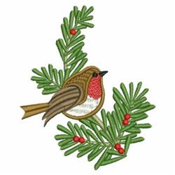 Robin On Branch - 4x4 bird detailed embroidery design for patchwork quilt blocks