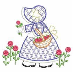 sunbonnet detailed machine embroidery - Romantic Sunbonnets for reusable tote bags