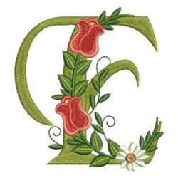 detailed rose machine embroidery pattern - Rose Alphabet E for kitchen tea towels