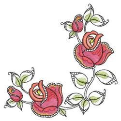 rose detailed machine embroidery - Rose Corner perfect for patchwork quilt blocks