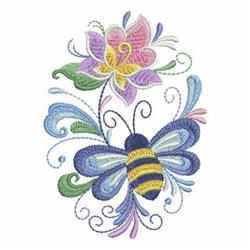 Rosemaling Bee - 4x4 bee detailed embroidery design for decorative pillow covers
