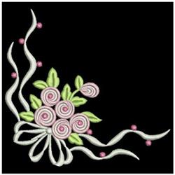 beginner-friendly corner machine embroidery pattern - Roses Corner for festive table runners