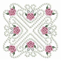 Elegant roses with swirling tendrils and pearl embellishments, perfect for wedding decorations.