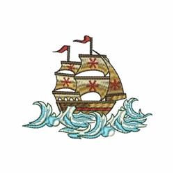 Sailing Clipper Ship - 4x4 ship detailed embroidery design for patchwork quilt blocks
