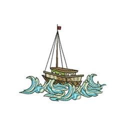 Sailing Ship - 4x4 ship beginner-friendly embroidery design for kitchen tea towels