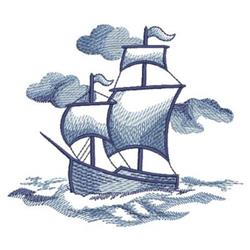 Sailing Ship - 4x4 ship beginner-friendly embroidery design for kitchen tea towels