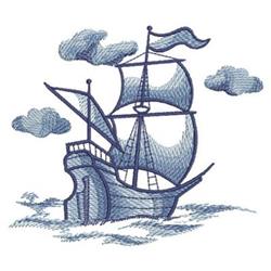 Sailing Ship - 4x4 ship detailed machine embroidery design for patchwork quilt blocks