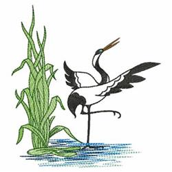bird beginner-friendly machine embroidery - Satin Cranes for patchwork quilt blocks
