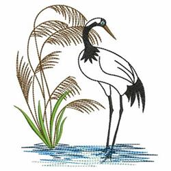 Satin Cranes - 4x4 bird beginner-friendly embroidery design for patchwork quilt blocks