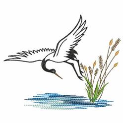 Satin Cranes - 4x4 bird beginner-friendly embroidery design for kitchen tea towels