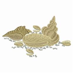 detailed seashell machine embroidery pattern - Scattered Seashells for kitchen aprons