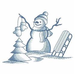 beginner-friendly winter snowman machine embroidery pattern - Sledding Snowman for cute baby onesies