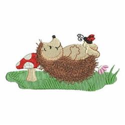 hedgehog detailed machine embroidery - Sleeping Hedgehog for patchwork quilt blocks