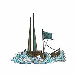 ship detailed machine embroidery - Small Sailing Ship perfect for kitchen aprons