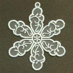 FSL snowflake ornament featuring intricate floral patterns and elegant curves, perfect for winter décor.
