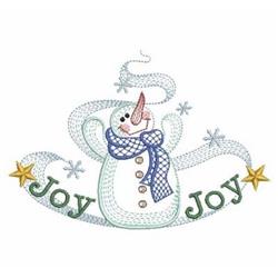 Cheerful snowman with blue scarf and carrot nose, surrounded by playful swirls and stars, embodying a festive winter theme.