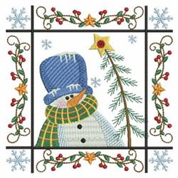 detailed winter snowman machine embroidery pattern - Snowman & Tree for patchwork quilt blocks