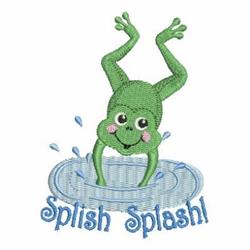 Splish Splash Frog - 4x4 frog detailed machine embroidery design for reusable tote bags
