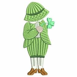beginner-friendly sunbonnet machine embroidery pattern - St Patrick Sunbonnet for kitchen tea towels