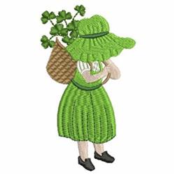 beginner-friendly sunbonnet machine embroidery pattern - St Patrick Sunbonnet for reusable tote bags