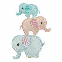 Stacked Elephants - 4x4 elephant detailed embroidery design for Baby Blankets