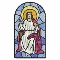 detailed jesu machine embroidery pattern - Stained Glass Jesus for festive table runners