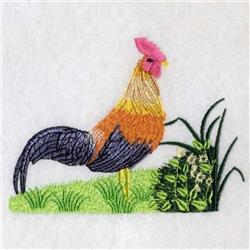 bird detailed machine embroidery - Standing Rooster perfect for kitchen tea towels