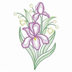 leaf beginner-friendly machine embroidery - Stipple Iris for patchwork quilt blocks