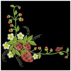 Vibrant cluster of red strawberries with green leaves and white flowers, accented by a ladybug, perfect for spring.