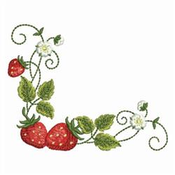 Strawberry Corner - 4x4 corner detailed embroidery design for decorative pillow covers