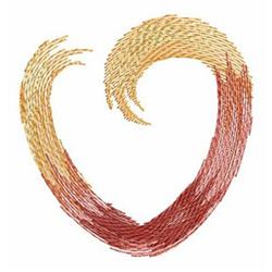 Stylized heart in flowing lines, transitioning from gold to deep red, modern abstract design for Valentine's Day.