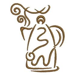 Stylized pitcher in whimsical line art with fluid swirls and rustic brown hues, perfect for playful embroidery projects.