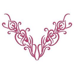 Stylized roses with elegant swirls and curved lines in soft pink, creating a detailed ornamental design.