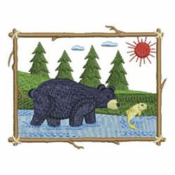 Summer Bear - 4x4 bear detailed machine embroidery design for kitchen tea towels