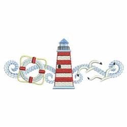 Summer Lighthouse Border - 5x7 border beginner-friendly embroidery design for reusable tote bags