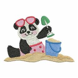 Summer Panda - 4x4 panda detailed machine embroidery design for reusable tote bags