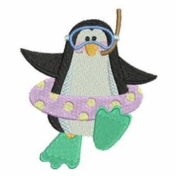Summer Penguin - 4x4 penguin detailed machine embroidery design for cute baby onesies