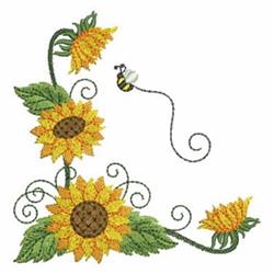 Sunflower Corner Border - 4x4 sunflower detailed embroidery design for cute baby onesies