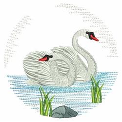detailed pair machine embroidery pattern - Swan Pair perfect for patchwork quilt blocks
