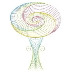 Swirl Tree - 4x4 tree quick stitch machine embroidery design for kitchen tea towels