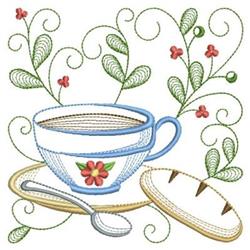 Tea & Biscuit - 4x4 biscuit beginner-friendly embroidery design for Dining Table Settings