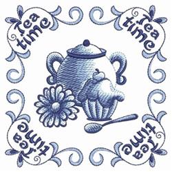 detailed block machine embroidery pattern - Tea Block perfect for kitchen tea towels