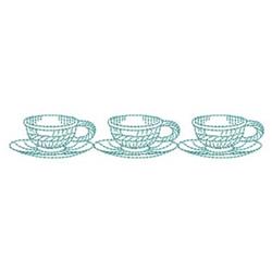 Tea Cups - 4x4 cup redwork machine embroidery design perfect for kitchen tea towels