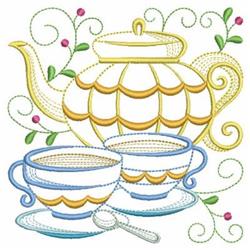 Tea Cups - 4x4 cup detailed machine machine embroidery design perfect for Home Decor