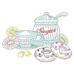 Tea & Sugar - 4x4 sugar redwork machine embroidery design for reusable tote bags