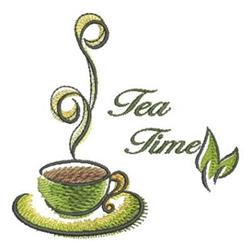 Tea Time 3 - 4x4 time beginner-friendly embroidery design for kitchen tea towels