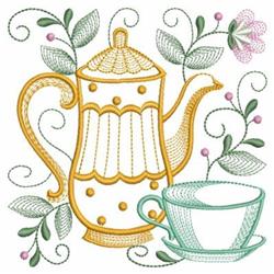 Tea Time Blocks - 4x4 block beginner-friendly embroidery design for kitchen tea towels