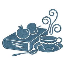 Tea Time Reading - 4x4 reading detailed embroidery design for kitchen tea towels