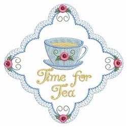 Time For Tea 2 - 4x4 rose beginner-friendly embroidery design for kitchen tea towels